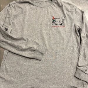 GAP Heather Gray Long Sleeve Tee - Little Nero's Pizza Graphic